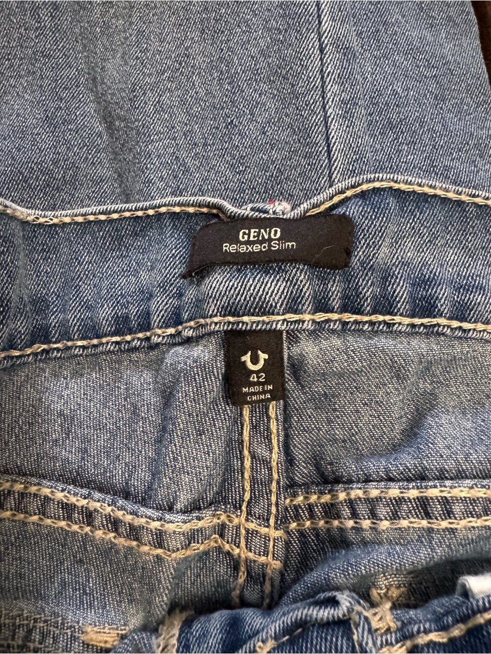 True Religion Blue Denim Jeans with Red Stitching - Picture 4 of 4